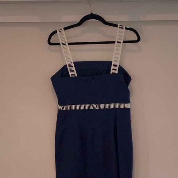 STAUD A-line Mermaid Dress, Blue and White, Size 8 - Picture 4 of 5